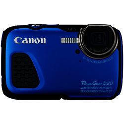 Canon PowerShot D30 Waterproof Camera, HD 1080p, 12.1MP, 5x Optical Zoom, GPS, 3 LCD Screen, Blue